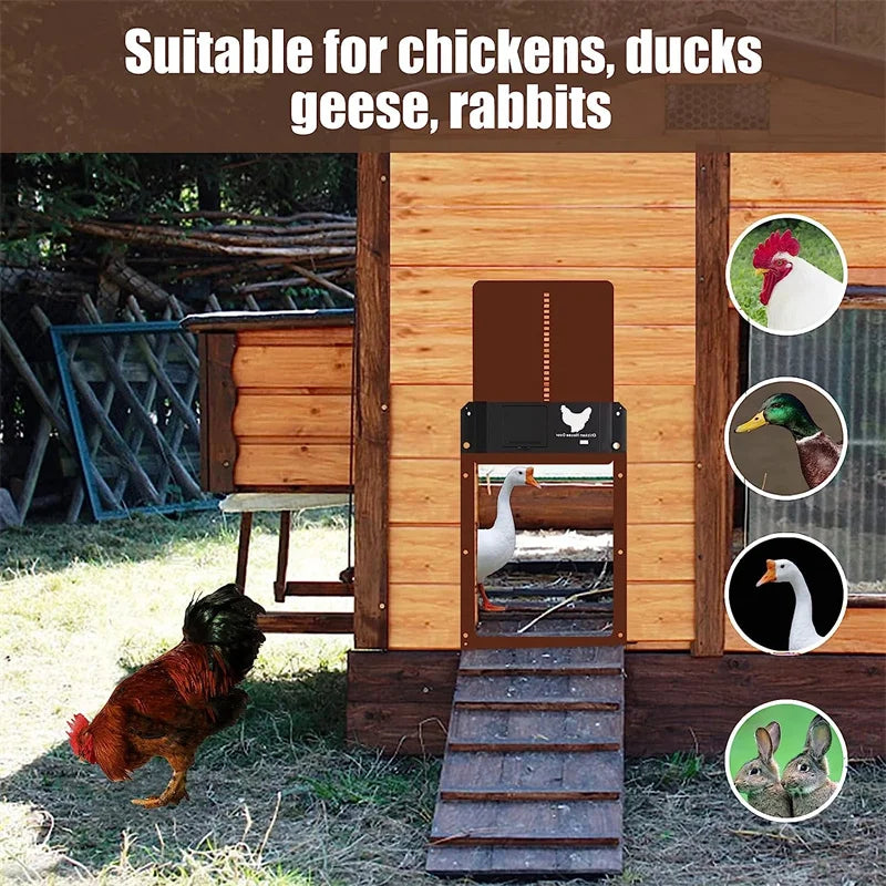 Automatic Chicken Coop Door Chicken House Door Light Sensor Farm Chicken Opener Pets Duck Cage Door Supplies Battery Powered