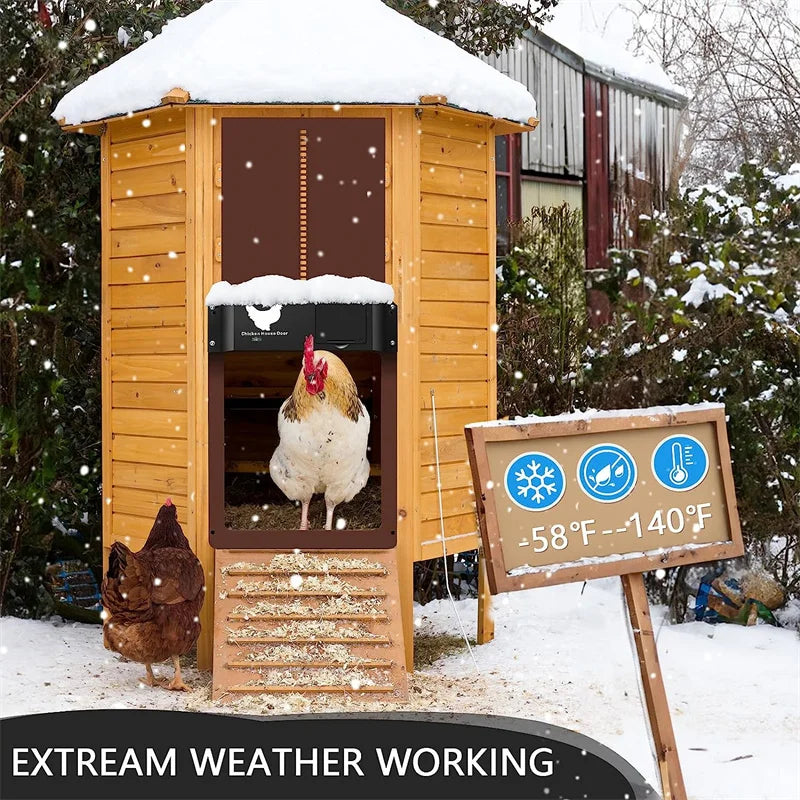 Automatic Chicken Coop Door Chicken House Door Light Sensor Farm Chicken Opener Pets Duck Cage Door Supplies Battery Powered