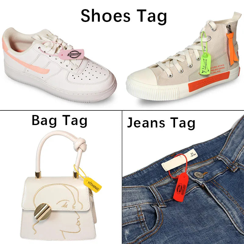 100Pcs Custom Clothing Hang Tags Personalized Plastic Security Print Garment Shoe Clothes Product Logo Gift Tag Label 200mm/7.8"