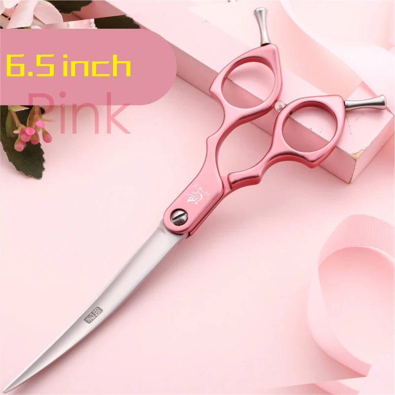 Fenice Professional JP440C&VG10 Colorful 6.0 6.5 Inch Curved Grooming Scissors Pet Scissor for Dogs Cats