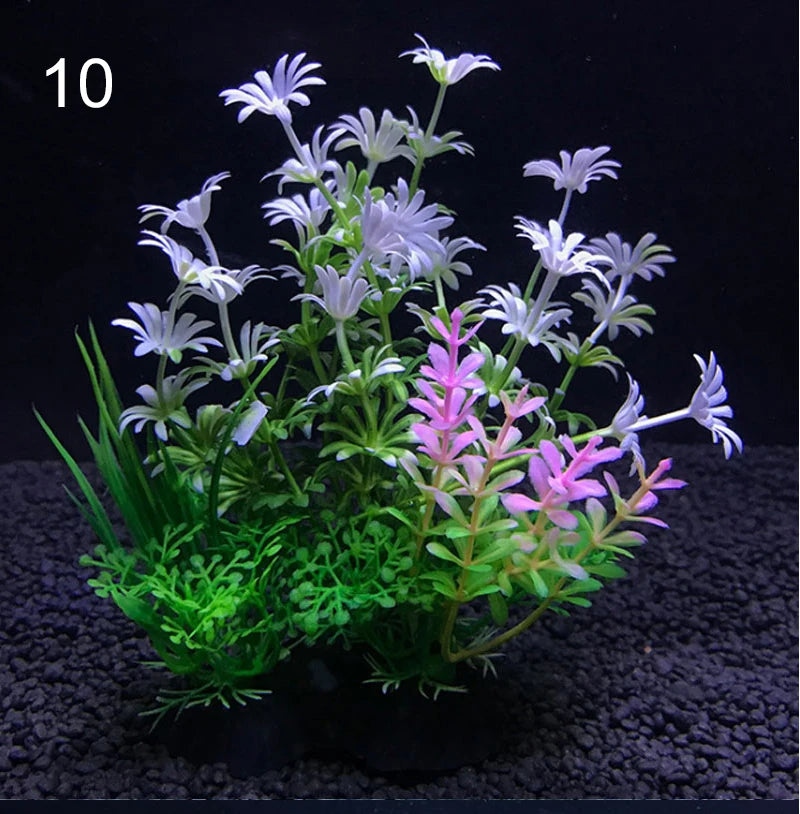 Artificial Aquarium Decor Plants Water Plastic Ornament Aquatic Plant Fish Tank Grass Decoration Accessories 14cm 12 Kinds