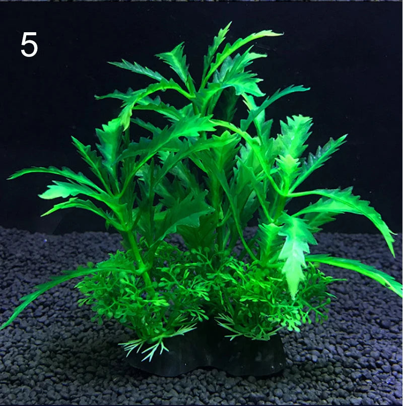 Artificial Aquarium Decor Plants Water Plastic Ornament Aquatic Plant Fish Tank Grass Decoration Accessories 14cm 12 Kinds