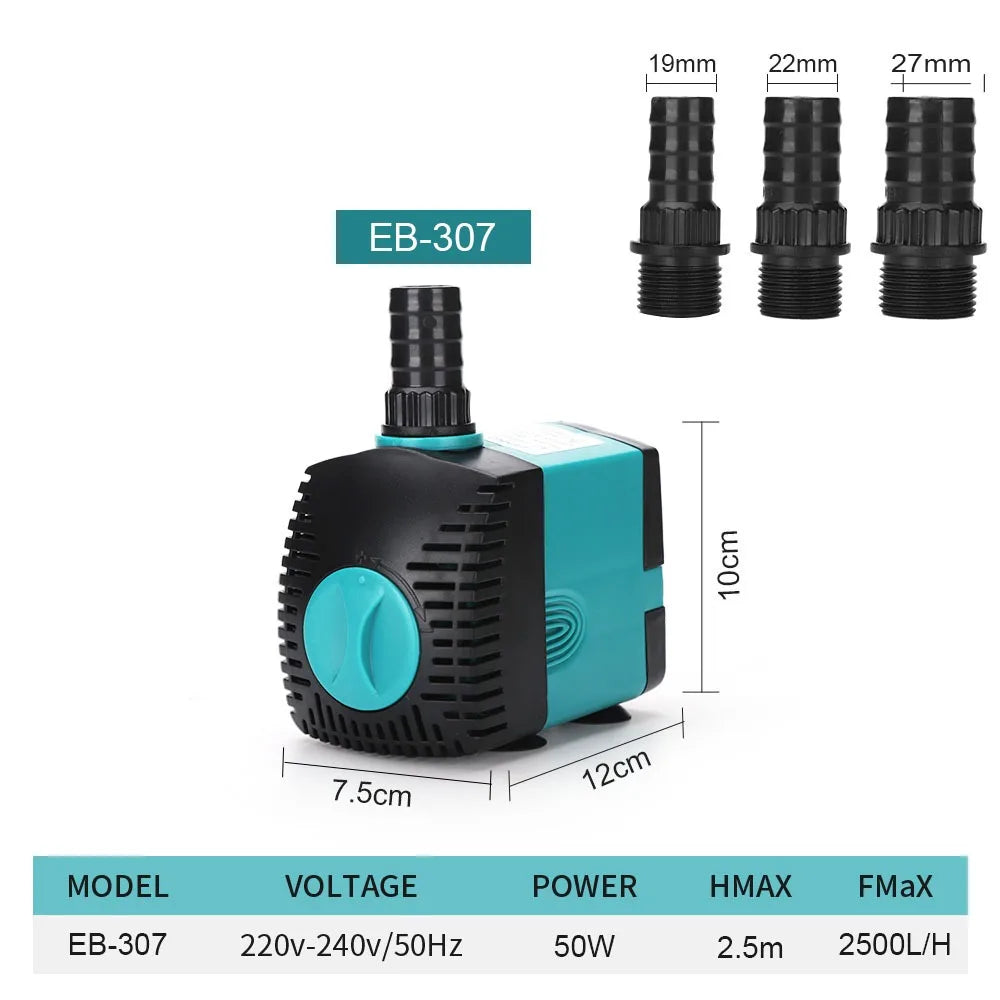 Aquarium Submersible Water Pump 3-60W  Fountain Filter Fish Pond Quiet Water Pump Tank Fountain Side Suction Pump EU US UK Plug