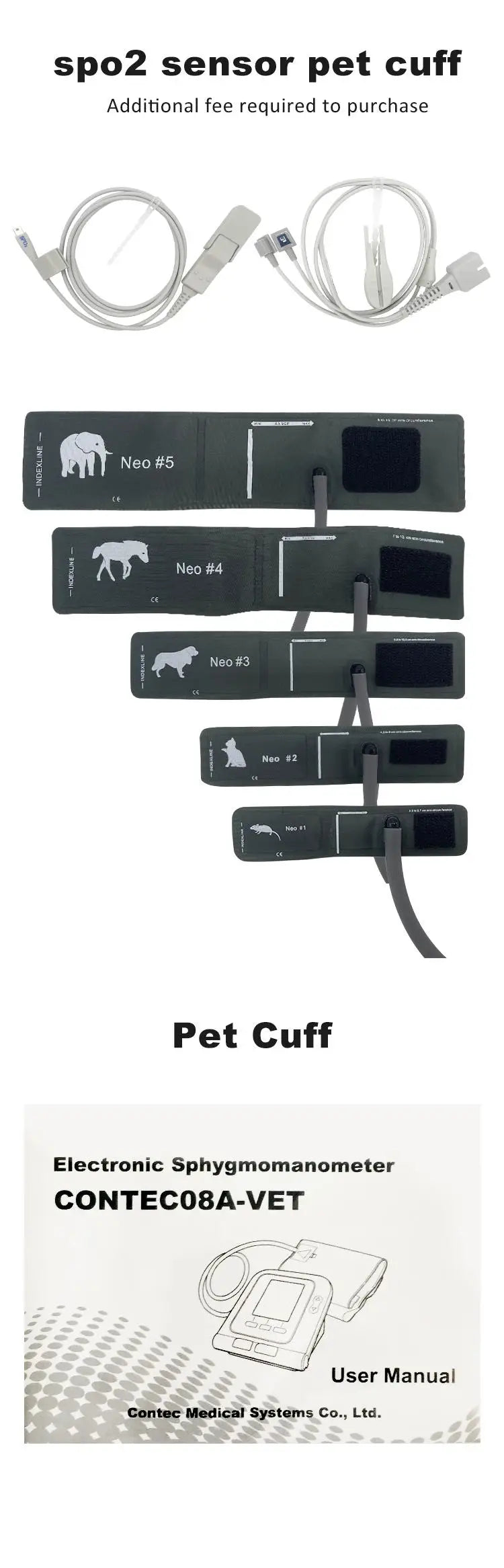 CONTEC08a Vet Animal Blood Pressure Detector Can Be Equipped With Blood Oxygen Function Probe And Cuff Of Various Sizes