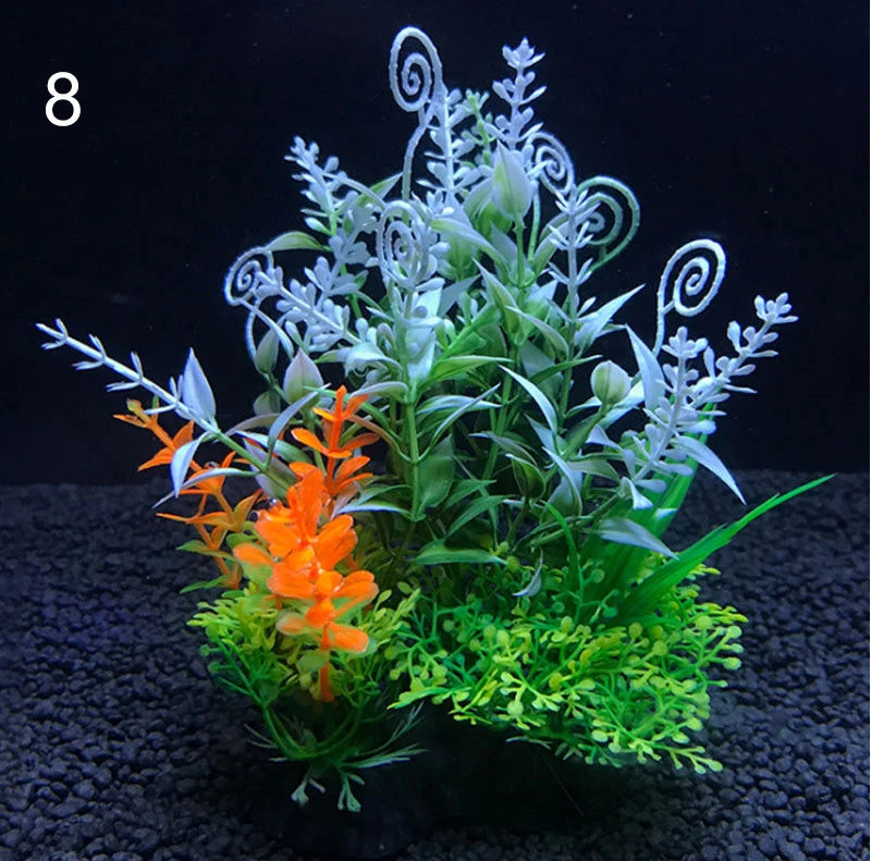 Artificial Aquarium Decor Plants Water Plastic Ornament Aquatic Plant Fish Tank Grass Decoration Accessories 14cm 12 Kinds