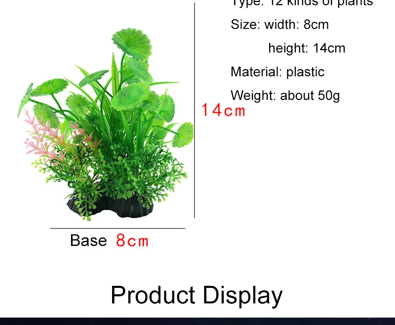 Artificial Aquarium Decor Plants Water Plastic Ornament Aquatic Plant Fish Tank Grass Decoration Accessories 14cm 12 Kinds