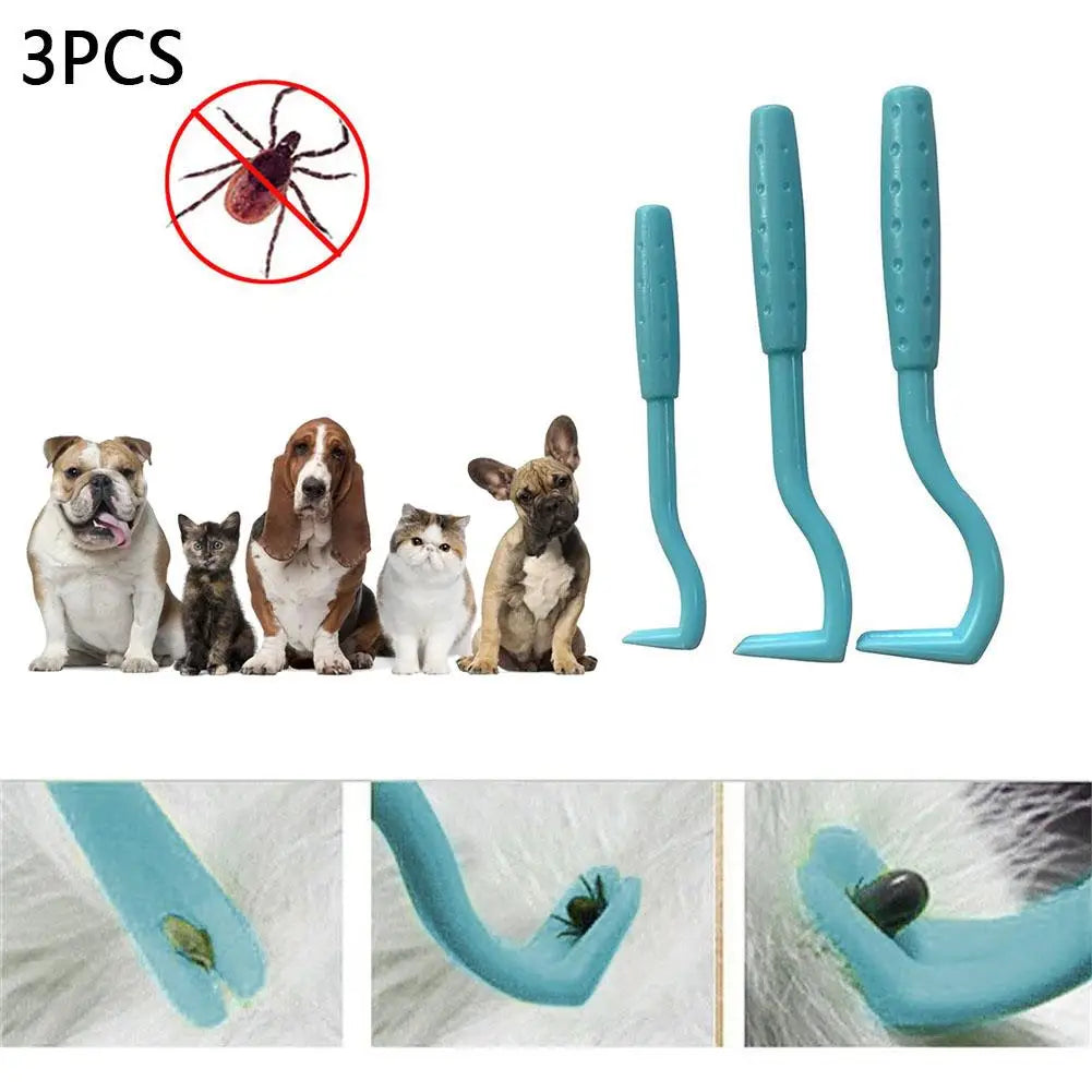 NEW 3PCS Pet Flea Remover Tool Plastic Scratching Hook Remover Pet Cat Dog Grooming Supplies Tick Removal Tool Tweezers Comb