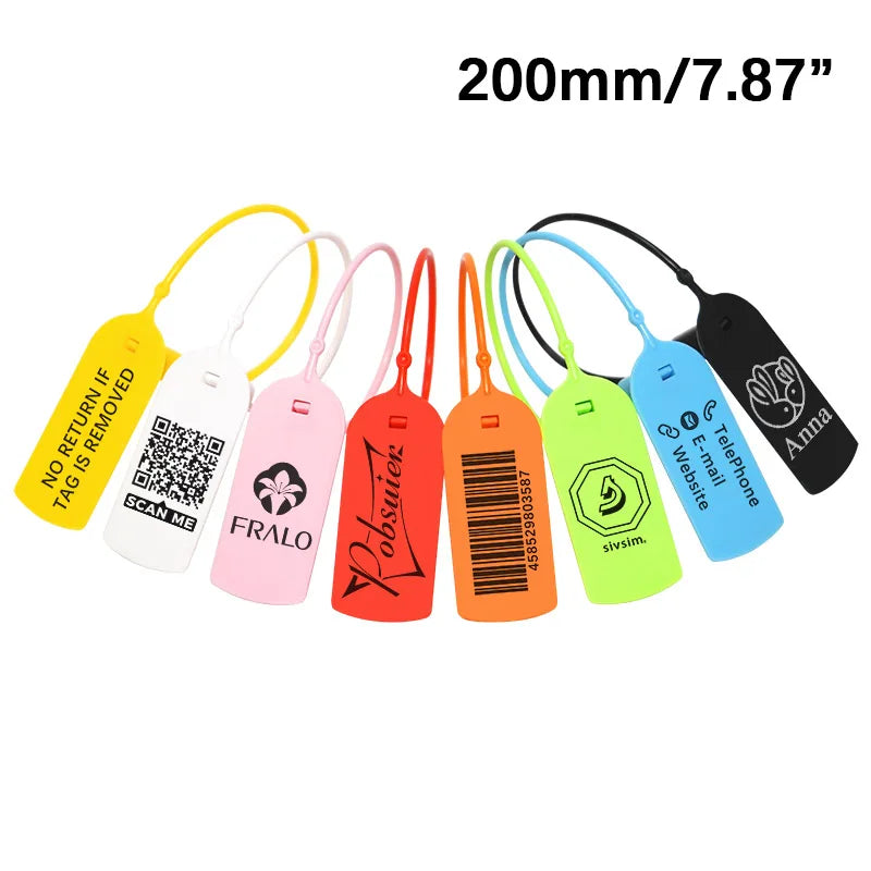 100Pcs Custom Clothing Hang Tags Personalized Plastic Security Print Garment Shoe Clothes Product Logo Gift Tag Label 200mm/7.8"