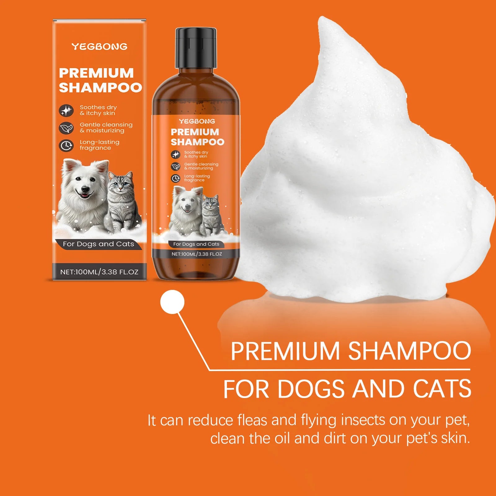Natural Pet Shampoo for Dogs & Cats, Coconut Oil Derivative Formula, Removes Odor & Tangles, Flea & Insect Repellent,