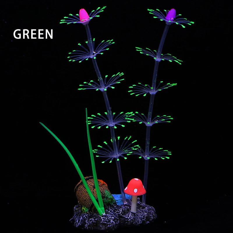 Simulation Aquatic Plants Fluorescent Silicone Water Grass Fish Tank Landscape Aquarium Decoration Coral Landscaping Home Decor