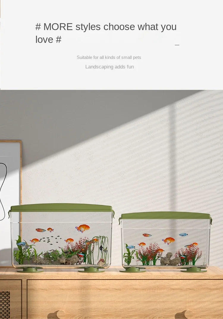 PET Aquariums Shrimp Cover Small Fish Shrimps Turtle Tank Insect Specialized Container Mini Portable Ecosystem Watertank