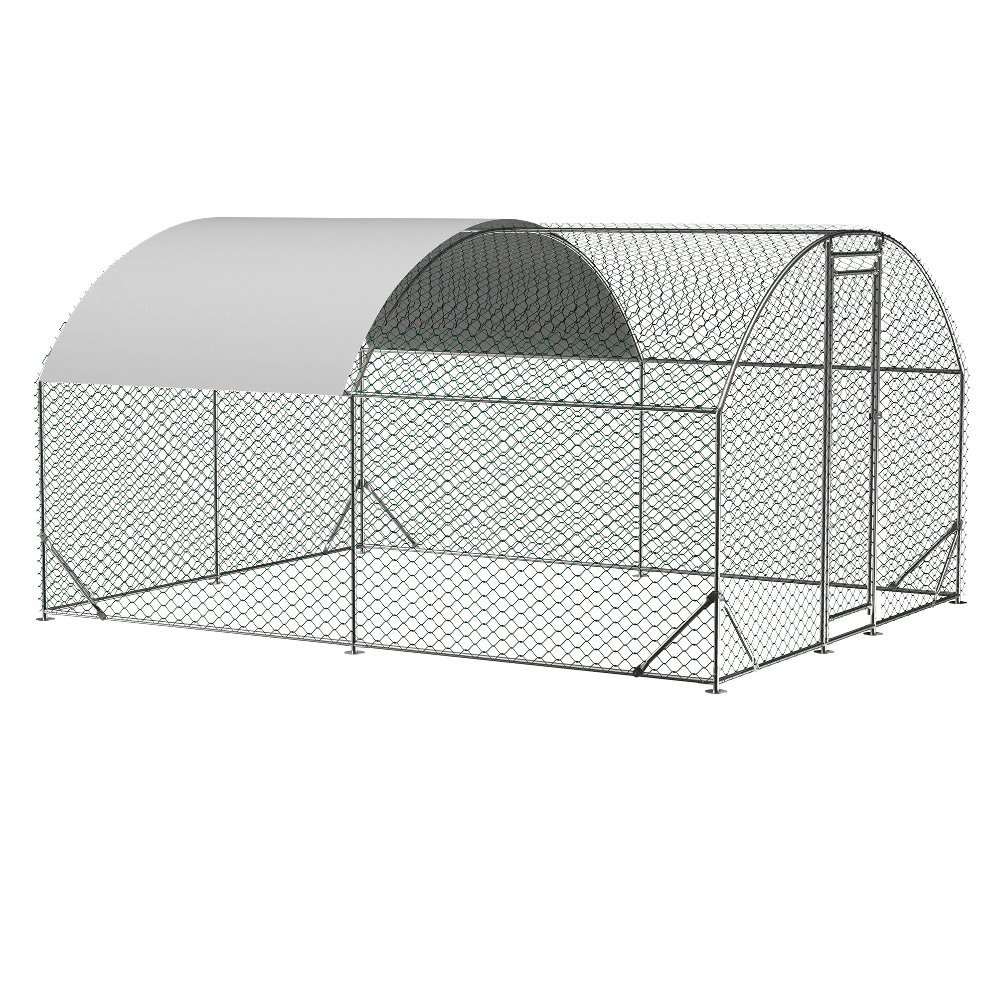 Large Chicken Coop Metal Chicken Run with Waterproof and Anti-UV Cover, Dome Shaped Walk-in Fence Cage Hen House
