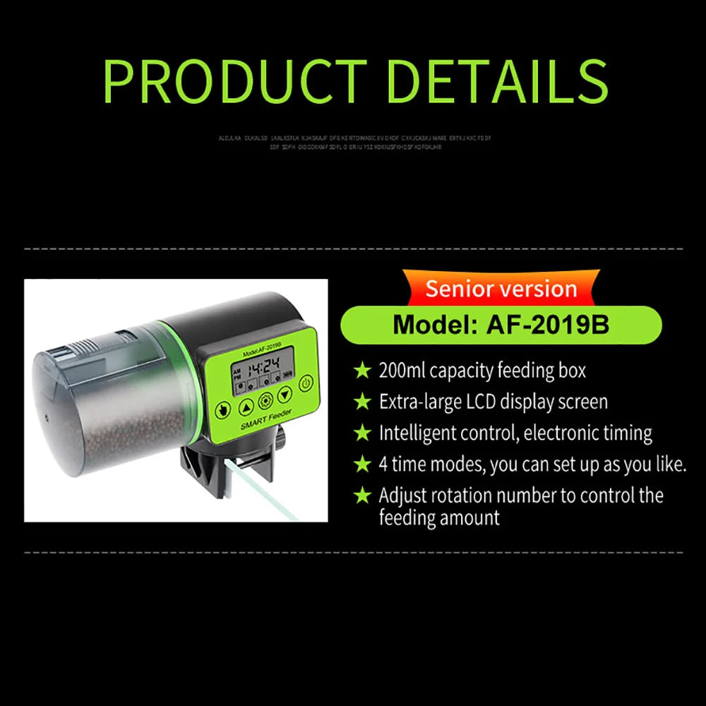 Automatic Fish Feeder Digital Fish Tank Aquarium Food Dispenser Plastic Intelligent Timing Electric Fish Feeding Tool For Turtle