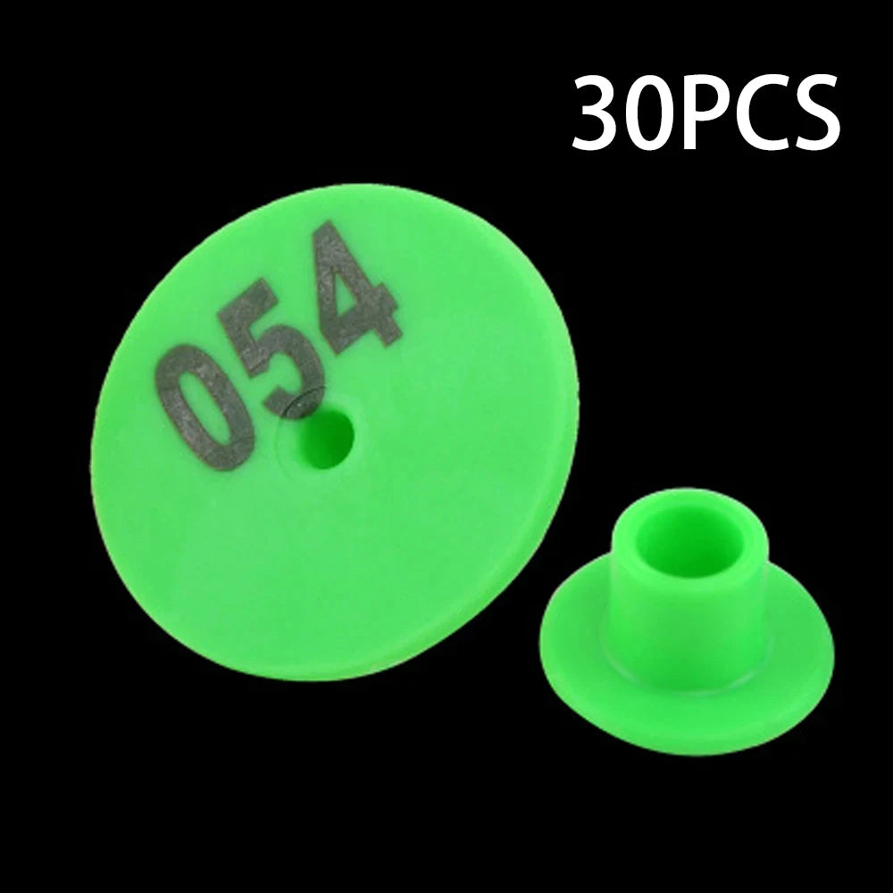 6 Colors 30PCS Sheep Rabbit Goat Pig Ear Tag With The Word Ear Laser Typing Copper Head Earrings Farm Animal Identification Card