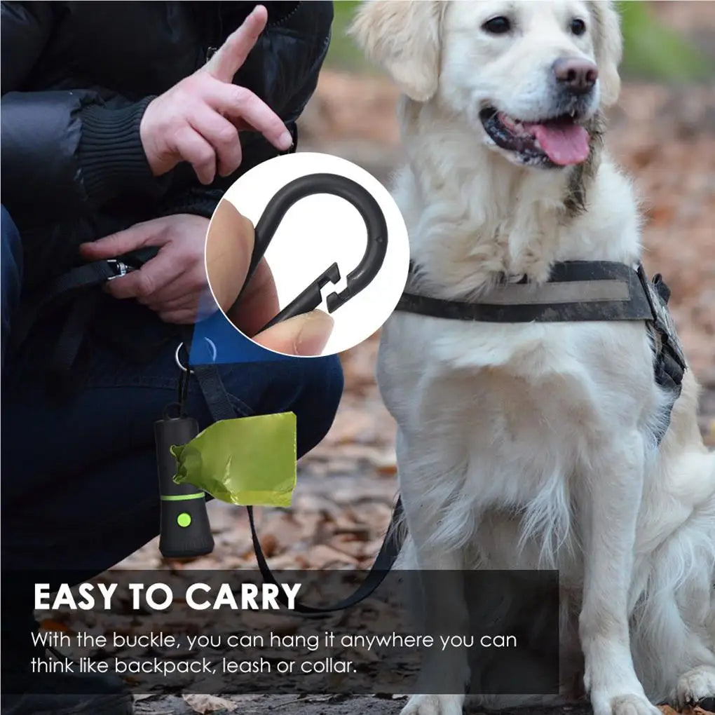 Waste Bags Dispenser Flashlight Poop Connection Holder Pet Litter Box with Light Pet Leash Pendant Outdoor Equipment Dog