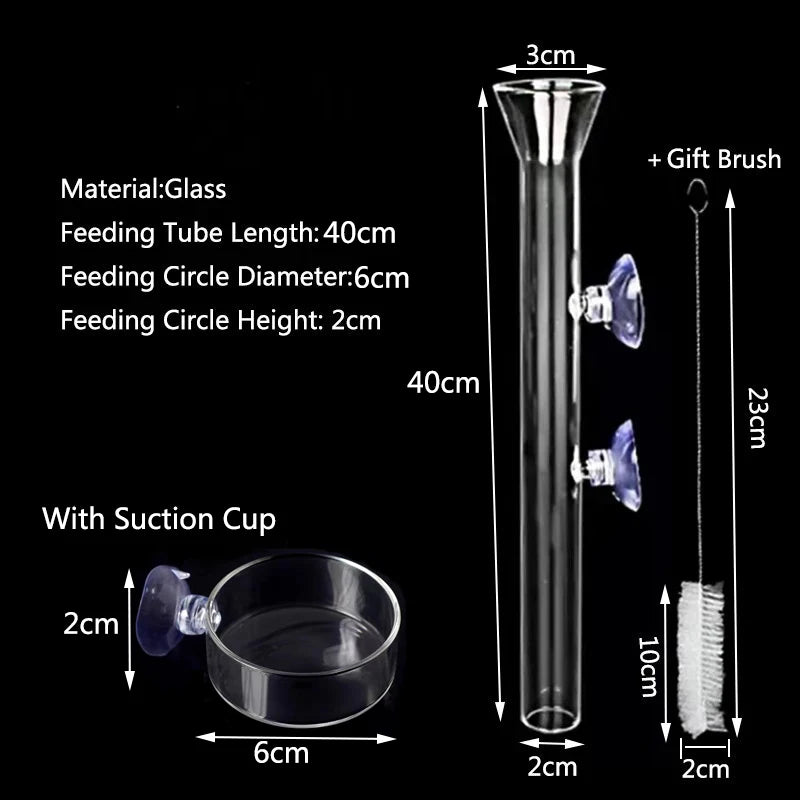 Glass Aquarium Feeder Tube Dish Transparent Fish Tank Shrimp Snail Food Feeder Bowl Aquarium Feeding Accessories Shrimp Feeders