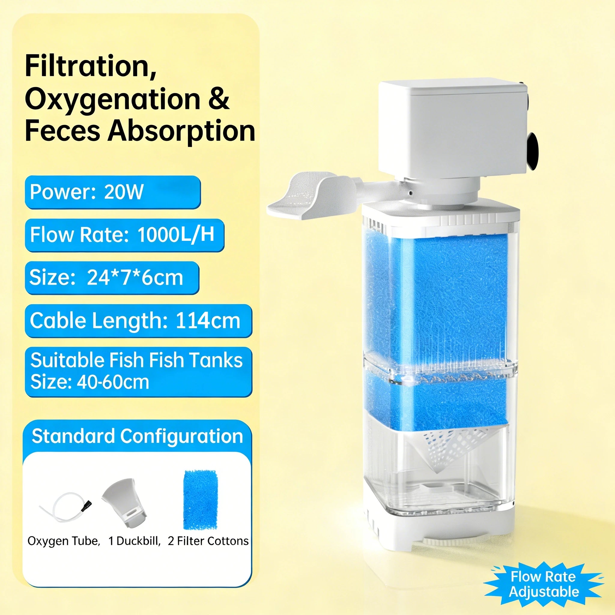 6in1 Aquarium Filter Pump Fish Tank Submersible Silent Air Oxygen Aerator Internal Water Pump Aquarium Air Pump Wave Maker 220v