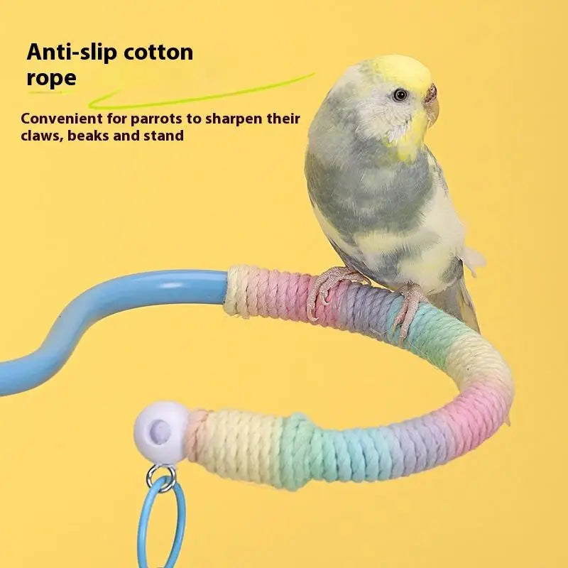 【E】Bird Perch Stand Bird Training Portable Tabletop Platform Parrot Lovebirds Indoor Budgies Bending Stand Cage Accessories