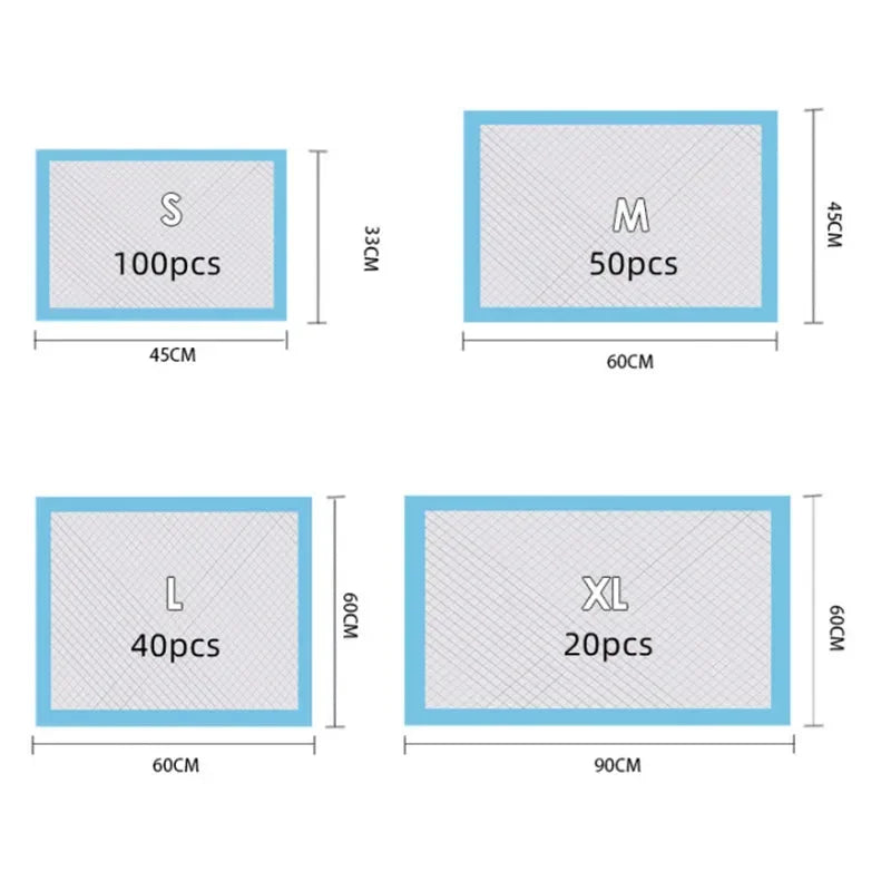 100/50/40/20PCS Pet Diaper Pads Absorbent Odor-Control Quick Dry Puppy Dog Training Pee Mats Pet Supplies Dog Toilet Disposable