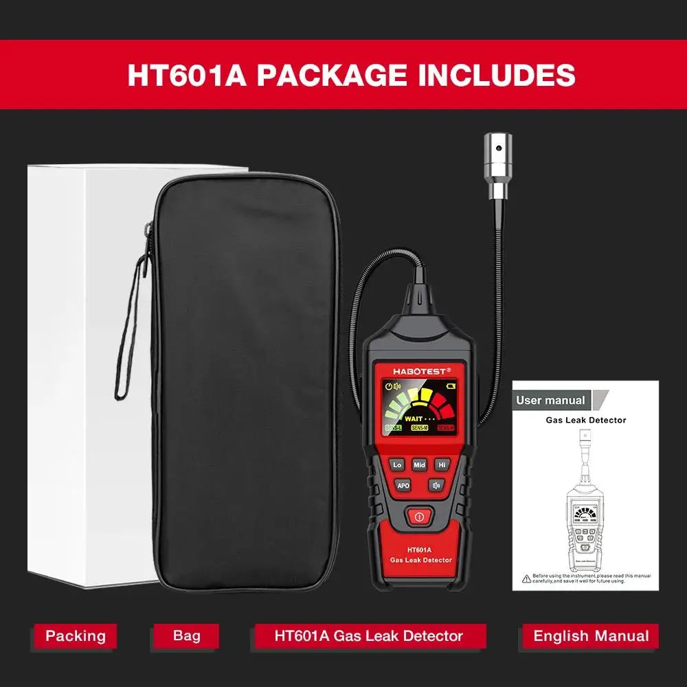 HABOTEST HT601A HT601B Gas Leak Detector 0-1000PPM Sound & Screen Alarm Combustible Flammable Natural Methane Gas Detector