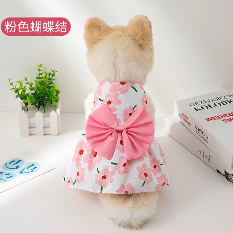 Small Dog Flower Princess Dress Kitty Teddy New Pet Clothes Cute Dog Skirt Summer Thin Pet Accessories Chihuahua Apparel