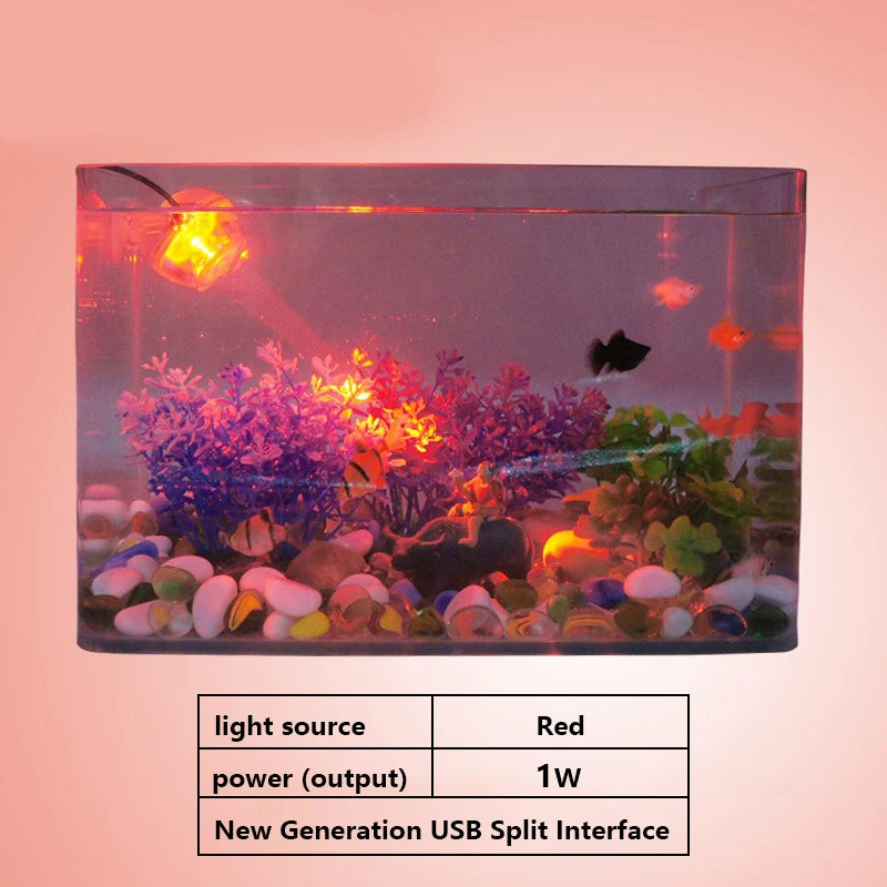 LED Aquarium Spotlight Saving Power But High Brightness Seven Gradient Night Light Various Angles Exposure USB Waterproof Diving
