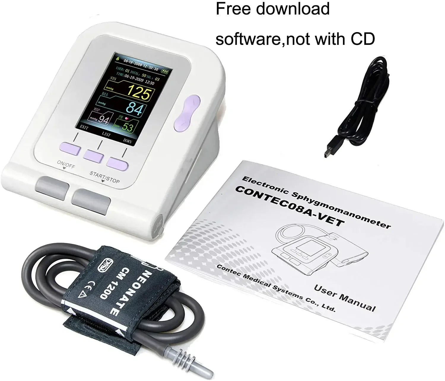 CONTEC08a Vet Animal Blood Pressure Detector Can Be Equipped With Blood Oxygen Function Probe And Cuff Of Various Sizes