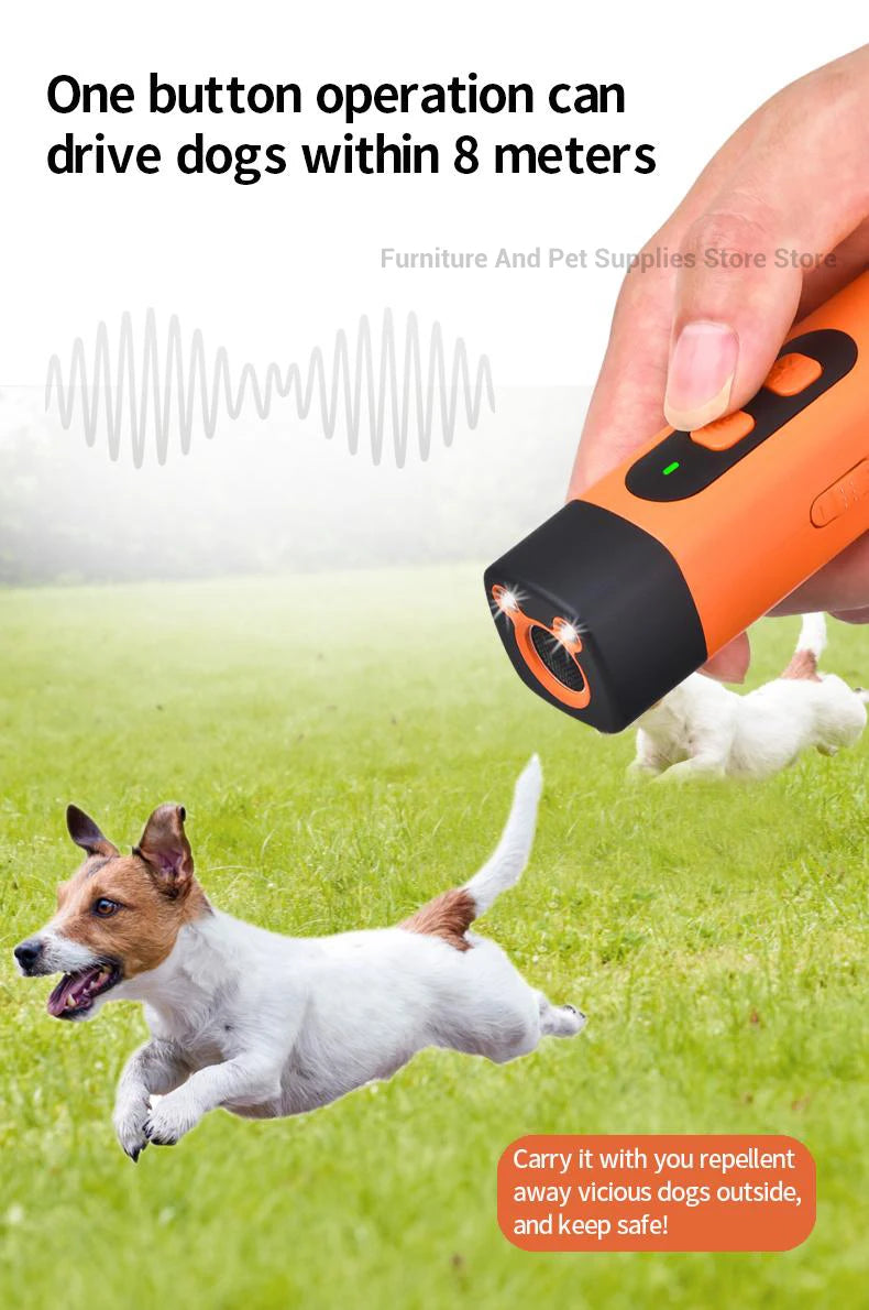 New Pet Dog Repeller Ultrasonic Dog Training Device Rechargeable Anti Dog Bark Stop-Barking Deterrent Device With LED Flashlight