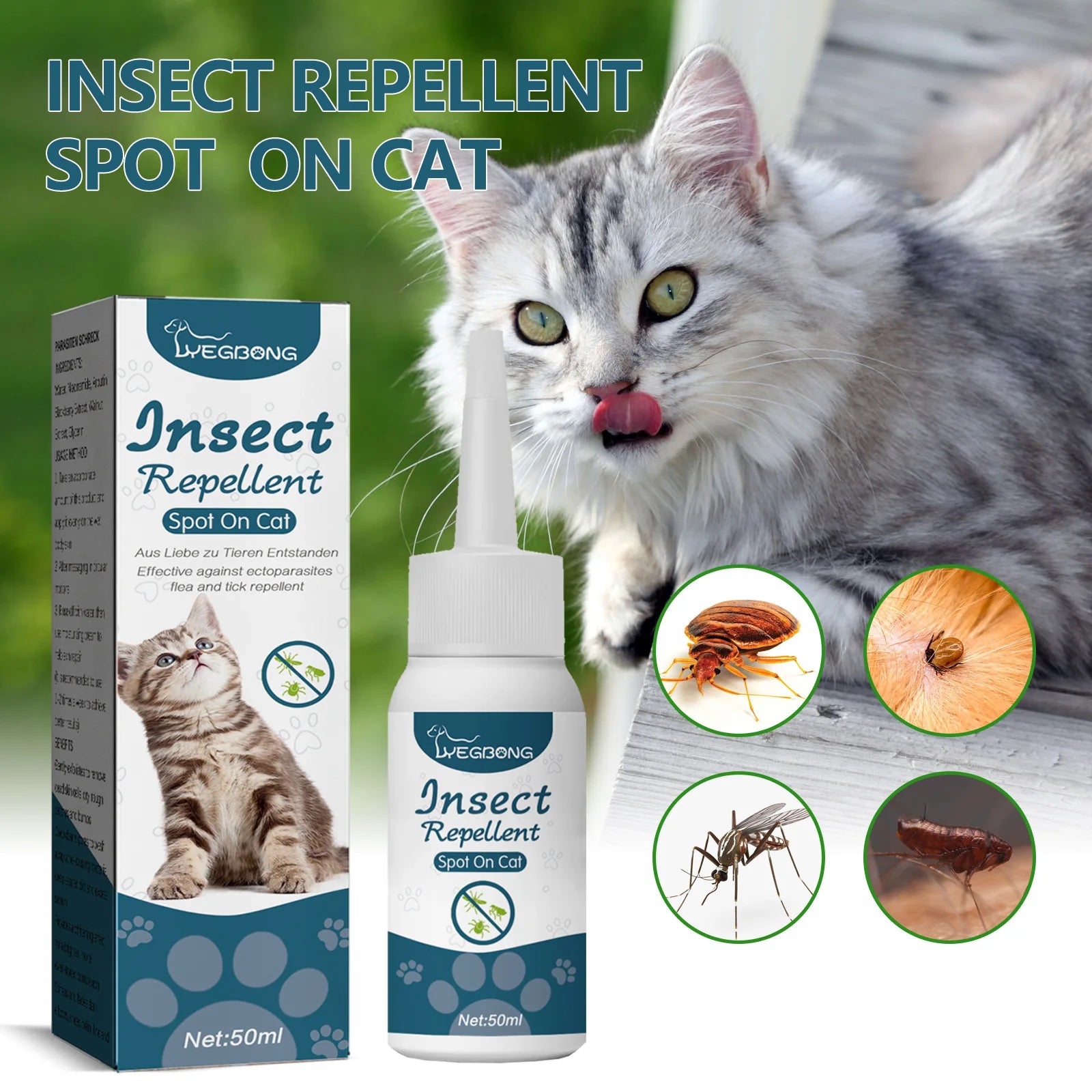 Pet Flea Killer Drops Anti Fleas Cats Ticks Lice Mite Removal Relieve Itching Dogs Ringworm Treatment Pet Skin Care Spray