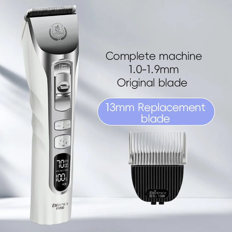 Fenice New Upgrade 5000mA Capacity Cordless LCD Screen Pets Dog Grooming Clippers Rechargeable Haircut Shaver for Trimming Salon