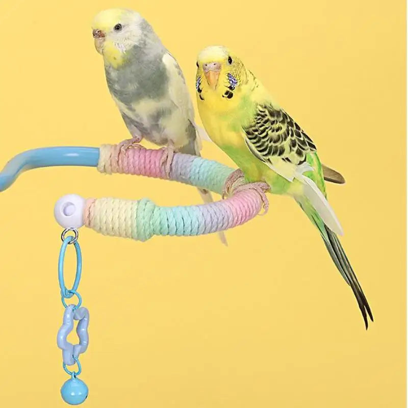 【E】Bird Perch Stand Bird Training Portable Tabletop Platform Parrot Lovebirds Indoor Budgies Bending Stand Cage Accessories