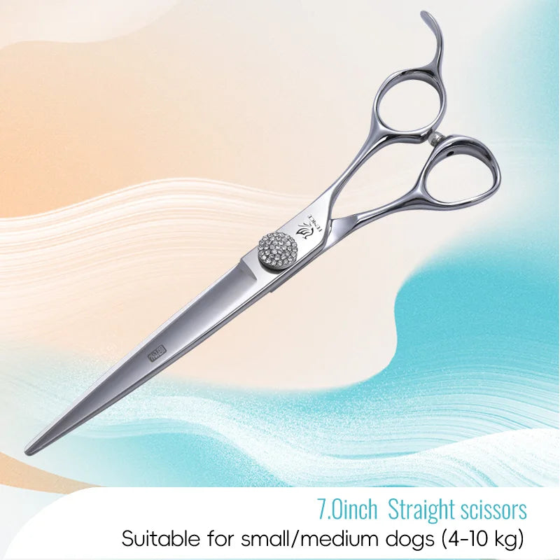 Fenice 6.5/7.0 inch High-end JP440C Alloy Steel Diamond Screw Grooming for Dogs Scissors Shears Kit for Dog Groomers