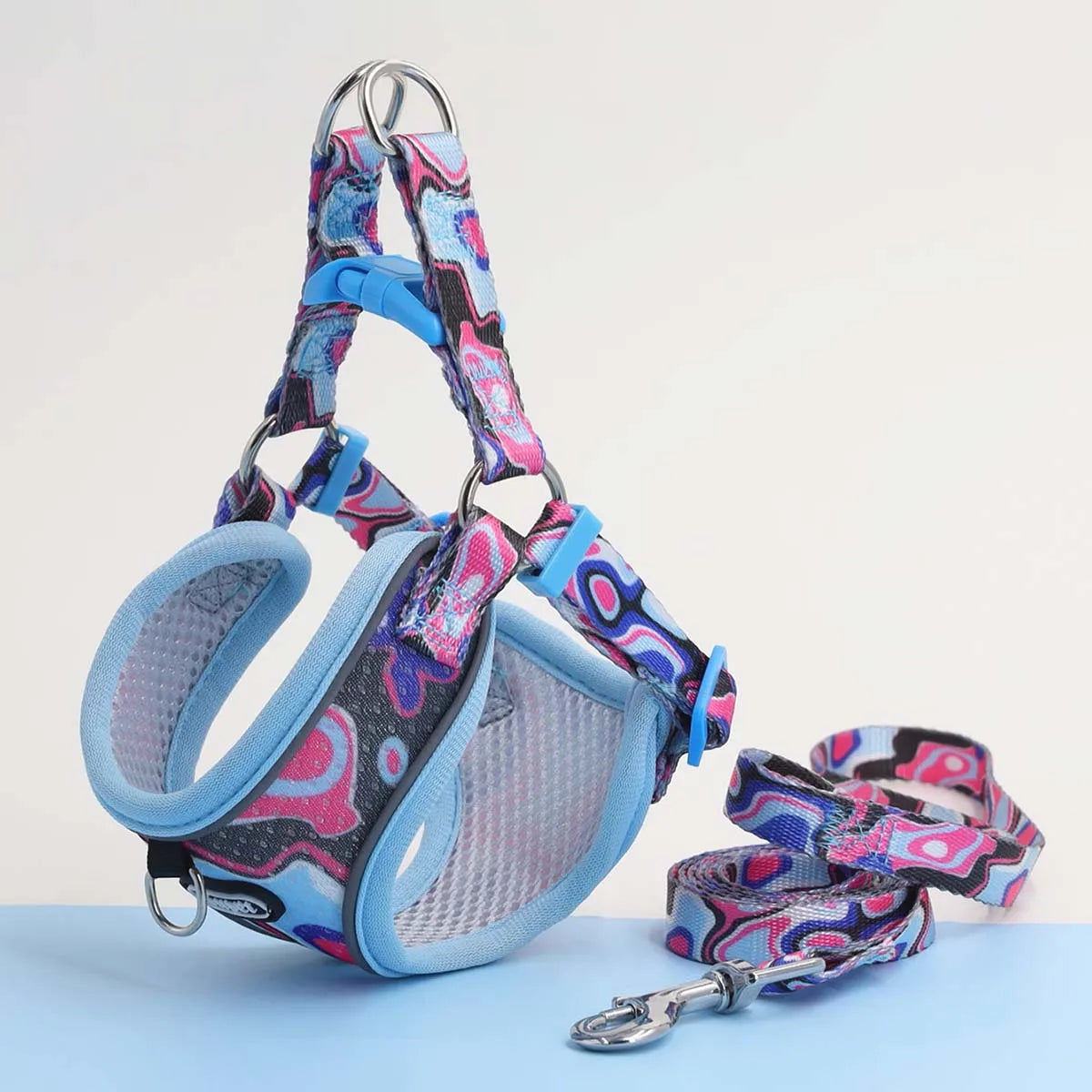 One Dog Harness and Leash Set - Comfort Adjustable - Escape Prevention Pet Leash Vest - For Small to Medium Dogs