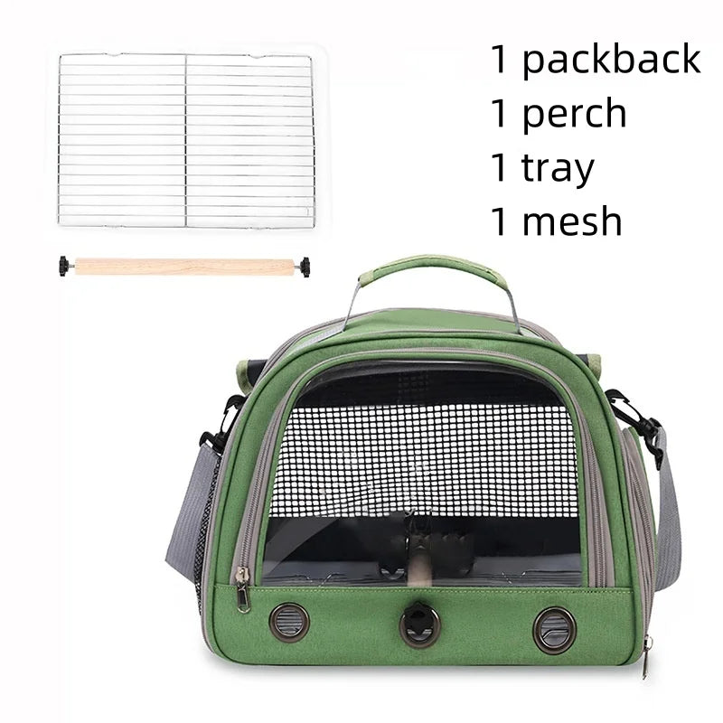 Bird Cage Parrot Carrier with Perch for Parakeet Lovebird African Gray Cockatiel Caique Conure Quaker Hiking Pet Travel Bag