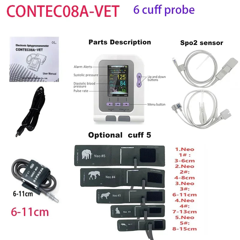 CONTEC08a Vet Animal Blood Pressure Detector Can Be Equipped With Blood Oxygen Function Probe And Cuff Of Various Sizes