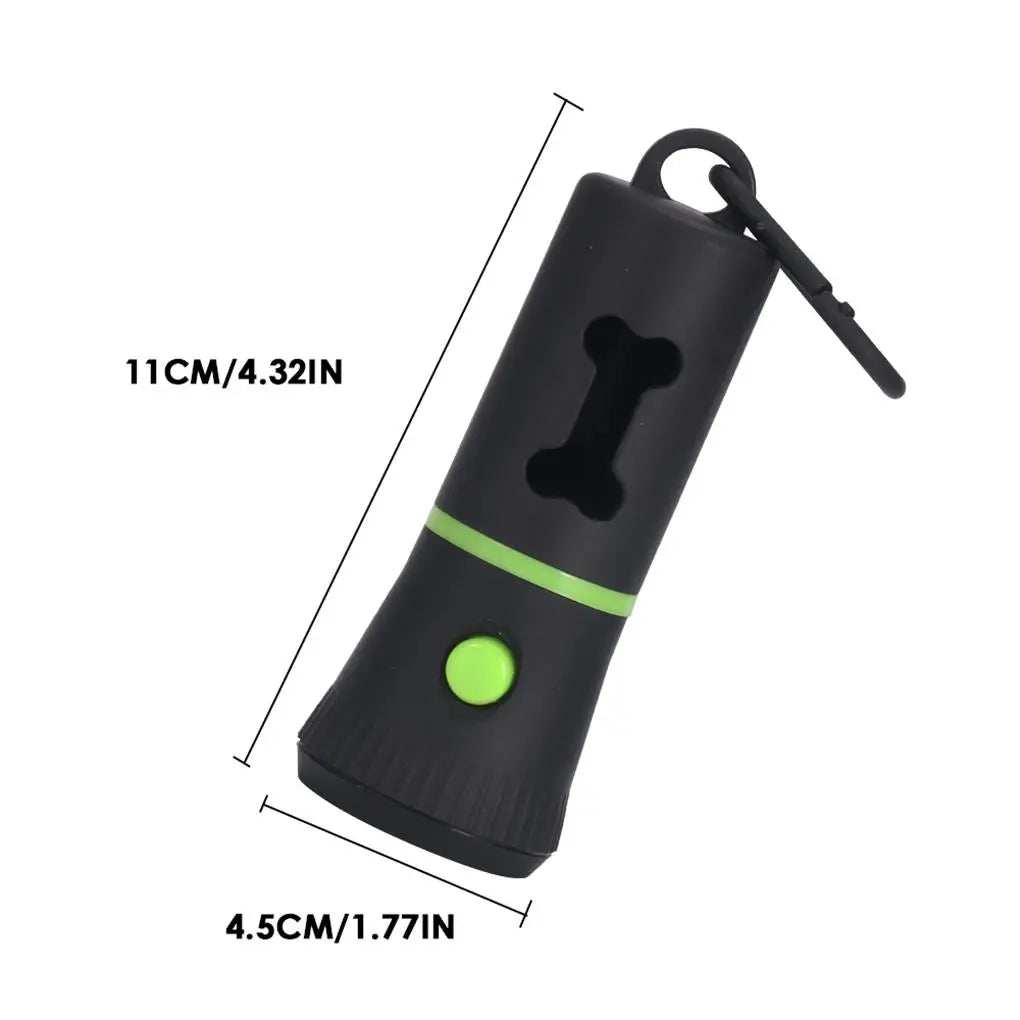 Waste Bags Dispenser Flashlight Poop Connection Holder Pet Litter Box with Light Pet Leash Pendant Outdoor Equipment Dog