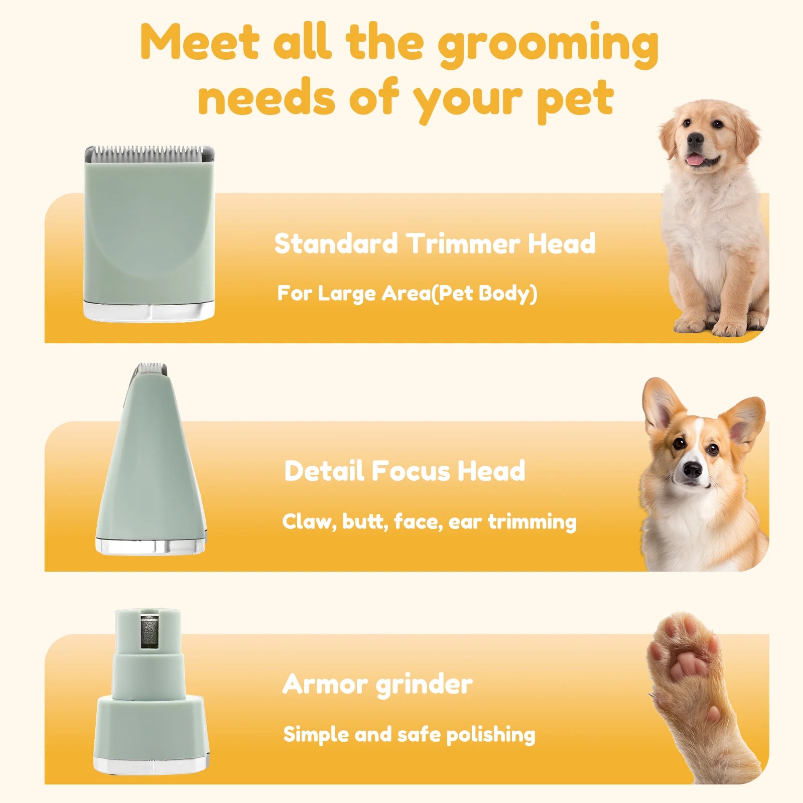 Professional Dog Hair Clipper Rechargeable Electrical Pet Grooming Trimmer Low Noise Dog Cat Hair Clipper Two Speed