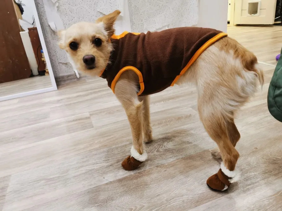 4pcs Winter Dog Shoes Waterproof Shoes For Medium Dogs Winter Boots For Small Dogs Warm Chihuahua Teeth Puppy Socks Yorkshire
