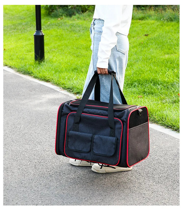 Pet Bag 1PC Cats and Dogs Chest Breathable Folding Portable Trolley Double Shoulder Handheld Crossbody Outdoor Bag Pet Products