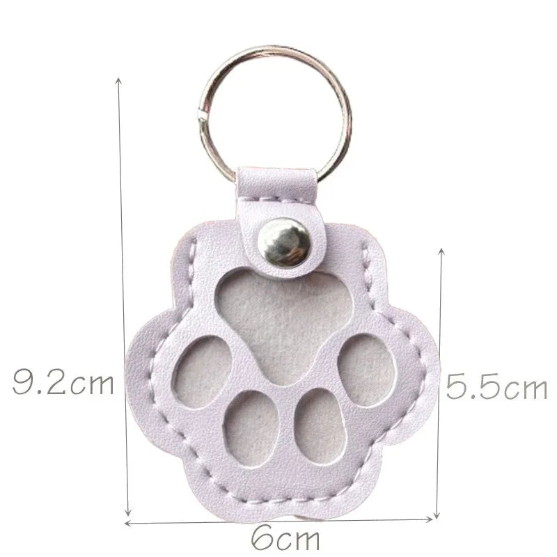 Pet Hair Commemorative Keychain Pu Leather Cat And Dog Fur Souvenir Keychain Dog Paw Pendant Pet Hair Storage Pendant Decoration