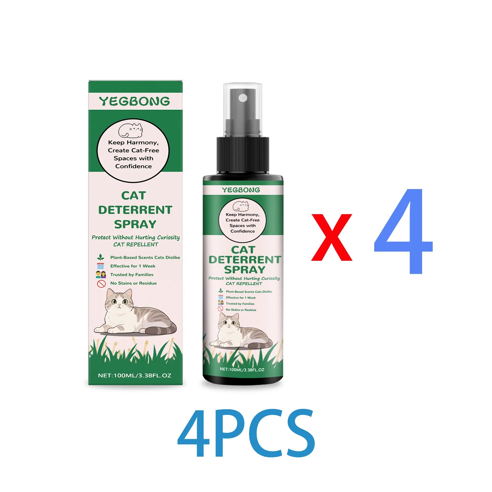 Yegbong Cat Deterrent Spray for Furniture Protection Against Scratching Couch Carpet Plants Pet Safe Training Aid for Cats 100ml