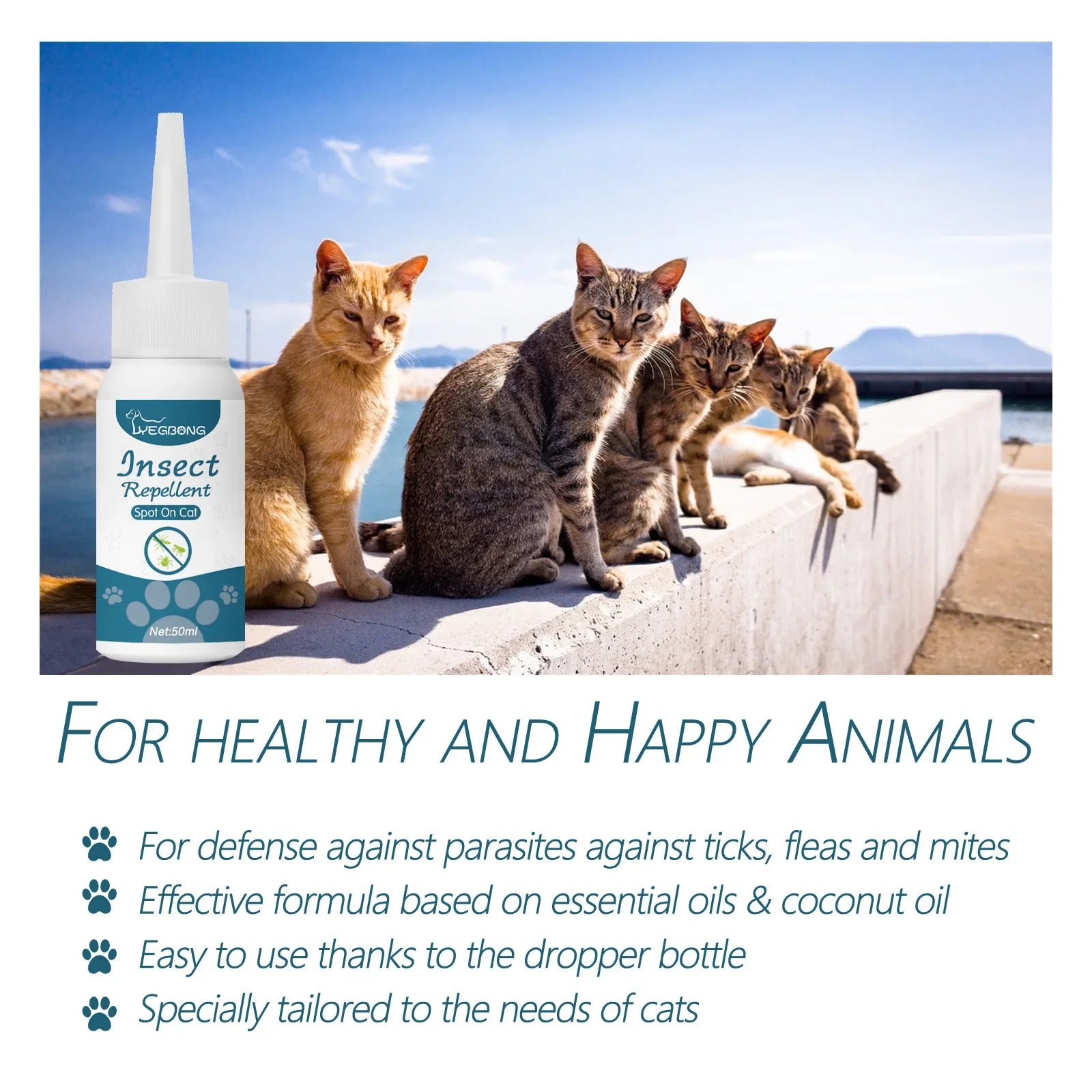 Pet Flea Killer Drops Anti Fleas Cats Ticks Lice Mite Removal Relieve Itching Dogs Ringworm Treatment Pet Skin Care Spray