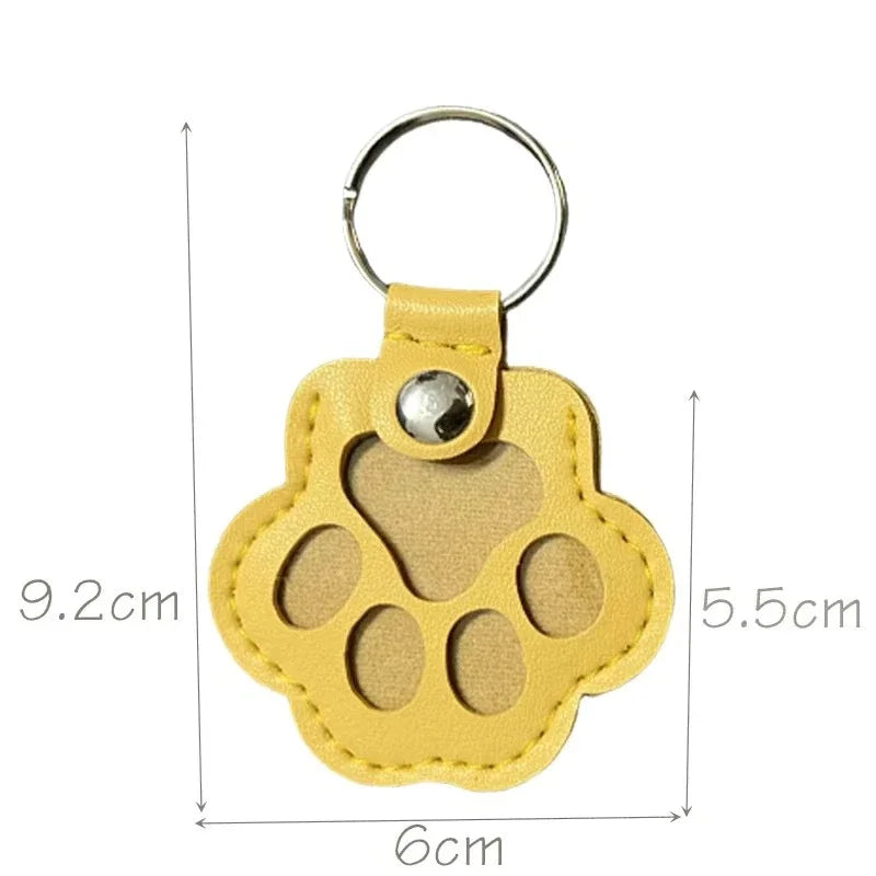 Pet Hair Commemorative Keychain Pu Leather Cat And Dog Fur Souvenir Keychain Dog Paw Pendant Pet Hair Storage Pendant Decoration