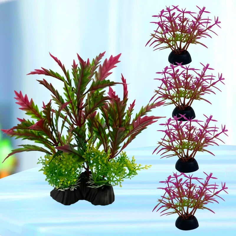 5pc Aquarium Plants Ornaments Plastic Simulation Artificial Water Grass Fish Tank Decoration Accessories