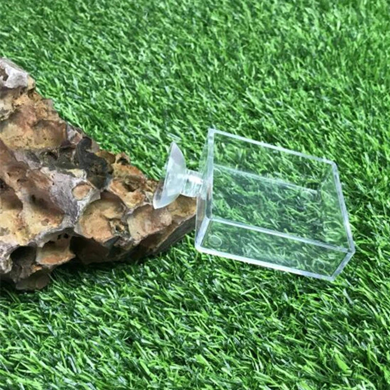 Fish Tank Feeder Aquarium Shrimp Glass Feeding Bowl Clear Dish Tray Container Feeders Aquarium Round  Square Fish Shrimp Feeding