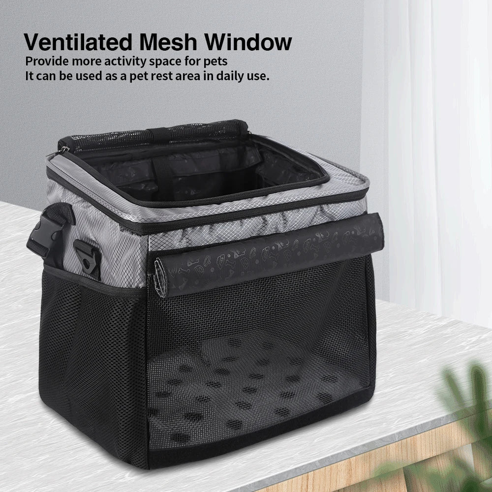 Bicycle Front Basket Pet Dog Carrying Bag Removable Suspension Folding Duffel Bag with 15 Lbs Weight Capacity for Cycling