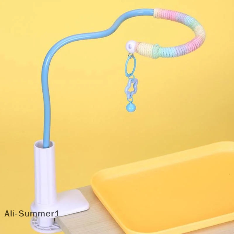 【E】Bird Perch Stand Bird Training Portable Tabletop Platform Parrot Lovebirds Indoor Budgies Bending Stand Cage Accessories