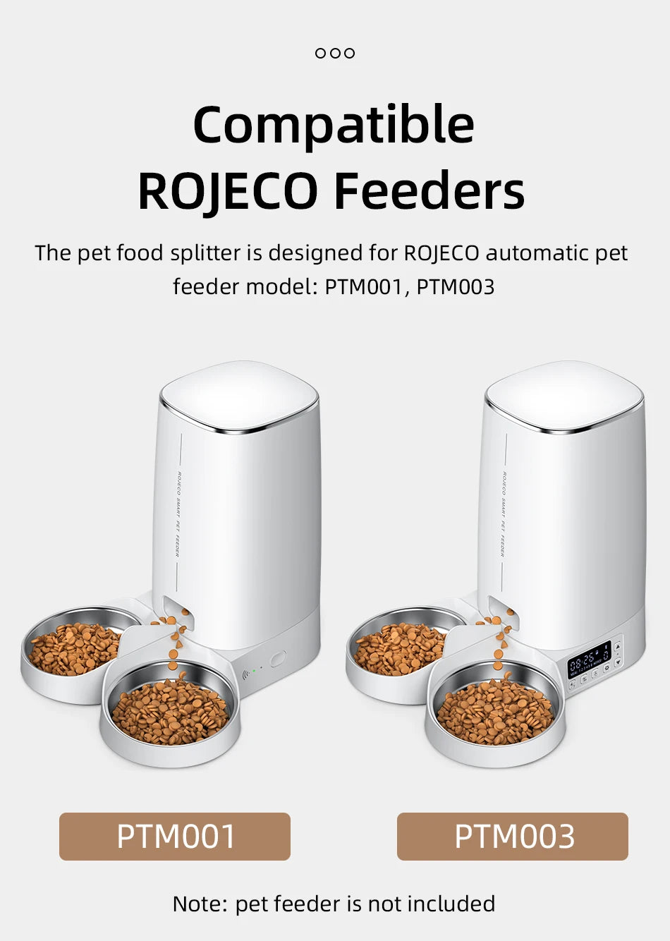 ROJECO Only Stainless Steel Single & Double Bowl Accessories For 4L Automatic Pet Feeder Cat Food Dispenser Without Pet Feeder