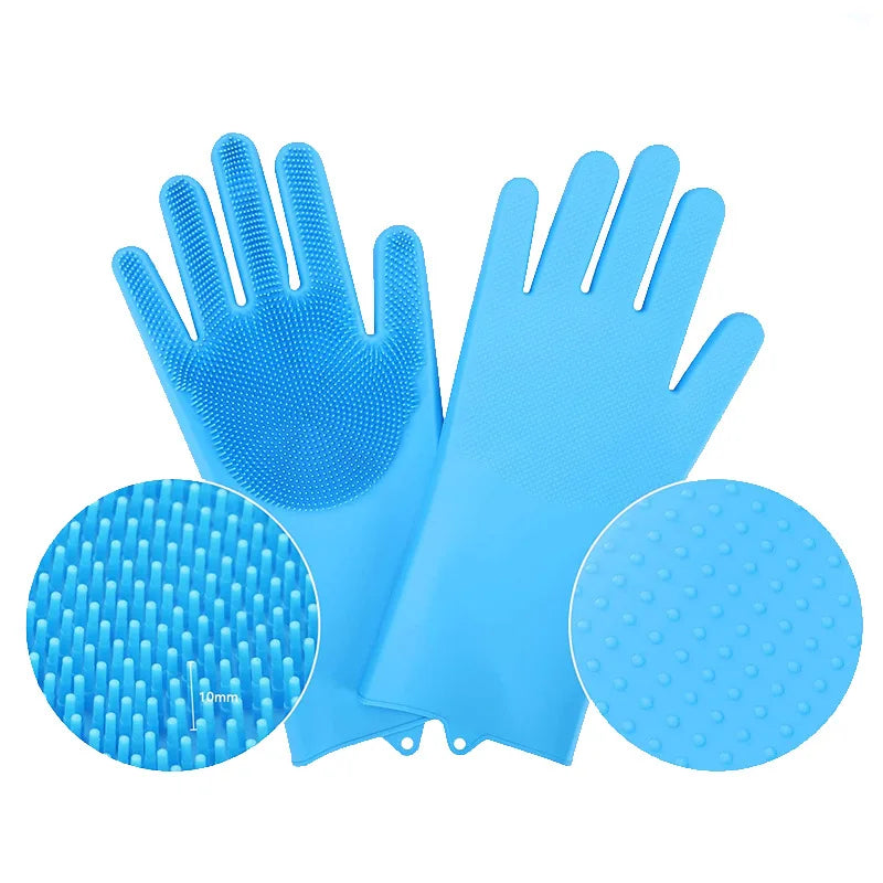 Pet Grooming Gloves Dog Cat Bathing Cleaning Glove Shampoo Scrubber Clean Soft Silicone Hair Removal Glove Hand Skin Protection