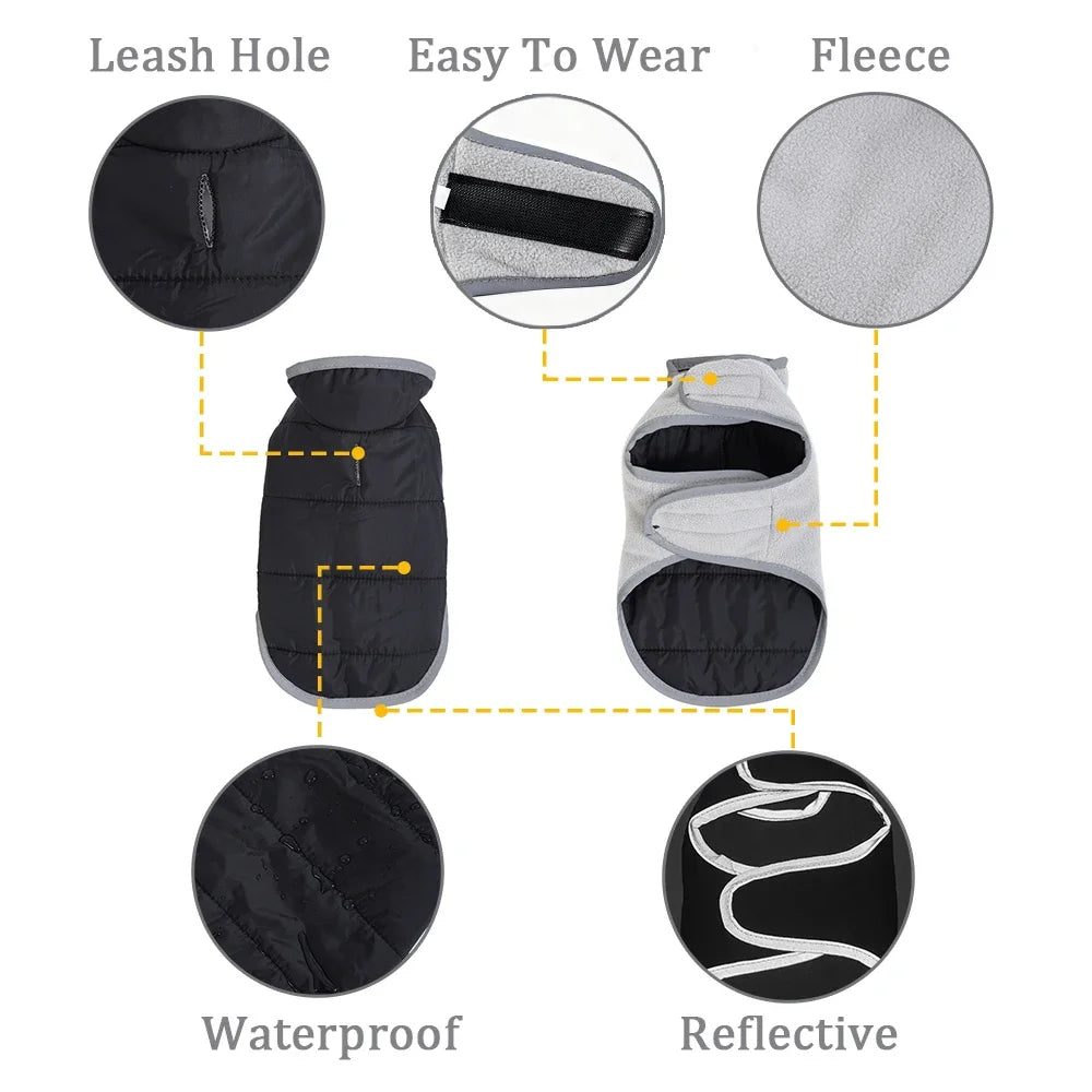 Reflective Pet Clothing Winter Reversible Fleece Dog Apparel For Small Medium Dogs Cats Waterproof Puppy Jacket Coat Chihuahua